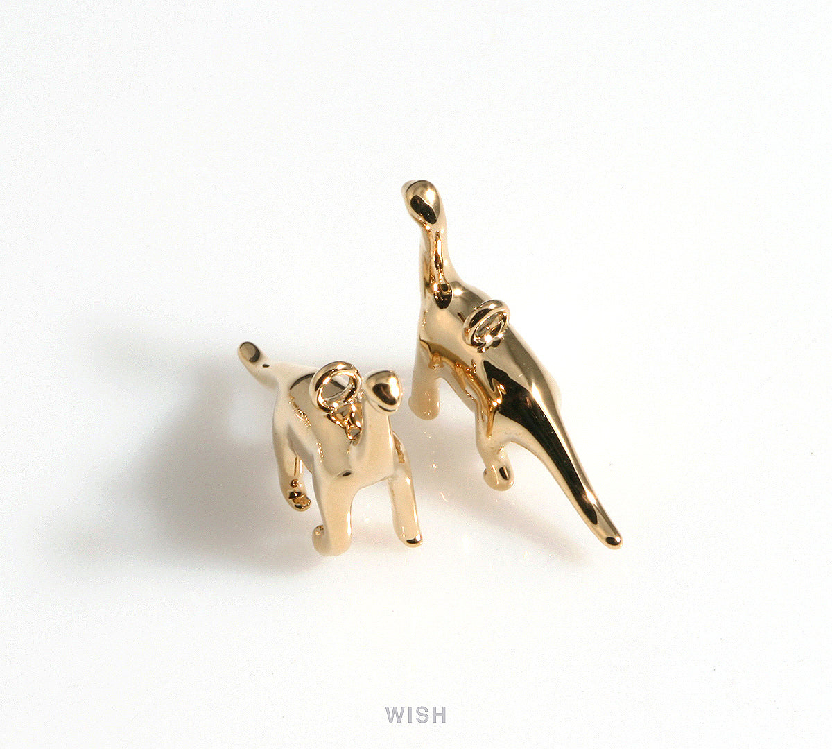 Dinosaur Pendants in Shiny Gold, Brachiosaurus Charm / MG-563-P2
