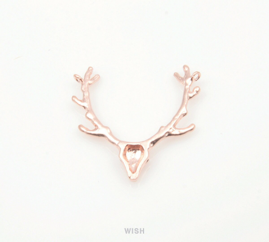Reindeer Antler Pendants in Matte Gold, Antler Charm / MMG-178-P