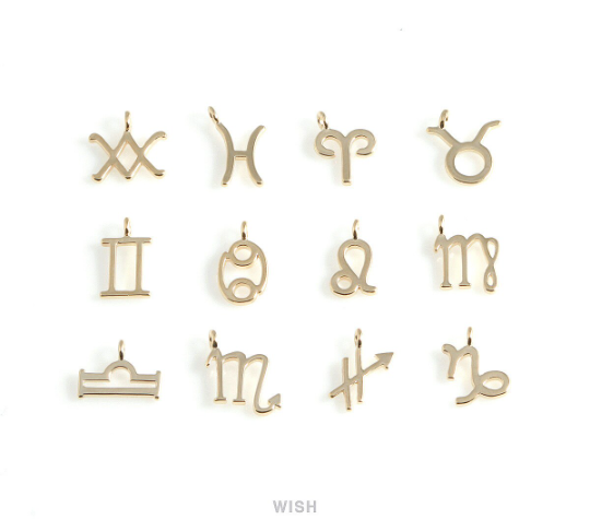 Sagittarius Zodiac Sign Pendants in Gold, Zodiac Charm / MG-453-SA
