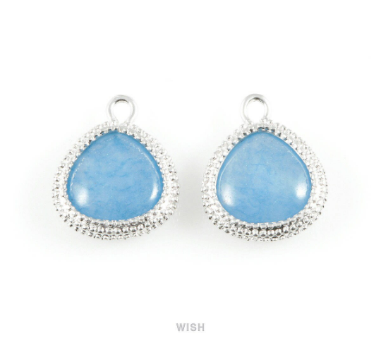 Montana Blue Triangle Synthetic Stone Charm in Matte Rhodium, Framed Triangle Gems / SMBMRH-026-P