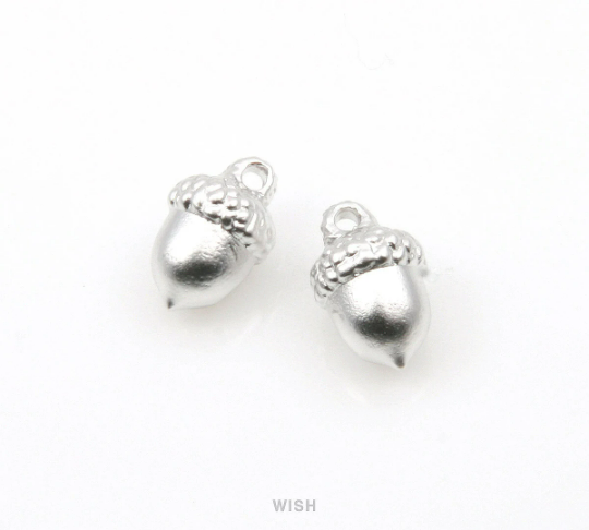 Acorn Pendant in Matte Rhodium, Acorn Charm / MMRH-245-P