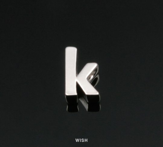 Lower Case Letter "k" in Matte Rhodium, Small Letter "k" / MMRH-002-B (k)