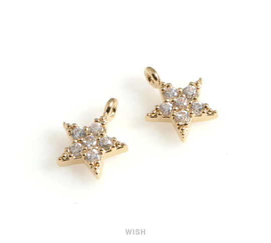 Cubic Zirconia Star Pendant in Gold, CZ Star Charm / CG-089-P