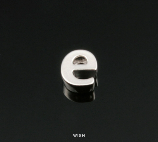 Lower Case Letter "e" in Matte Rhodium, Small Letter "e" /MMRH-002-B (e)