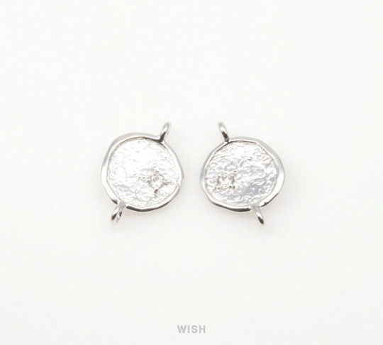 Round Connectors with Cubic Zirconia in Rhodium, Round Charms / MRH-028-C