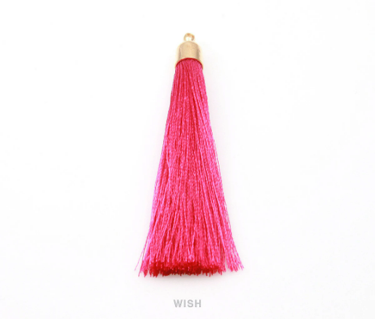 Fuchsia Thread Tassel with Bell Cap in Gold / TFSG-003-T (Large)