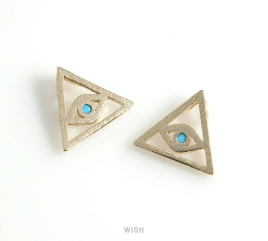 All Seeing Eye Pyramid Pendant in Matte Gold, Eye of Providence /MMG-462-P
