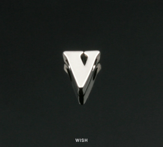 Lower Case Letter "v" in Matte Rhodium, Small Letter "v"/ MMRH-002-B (v)