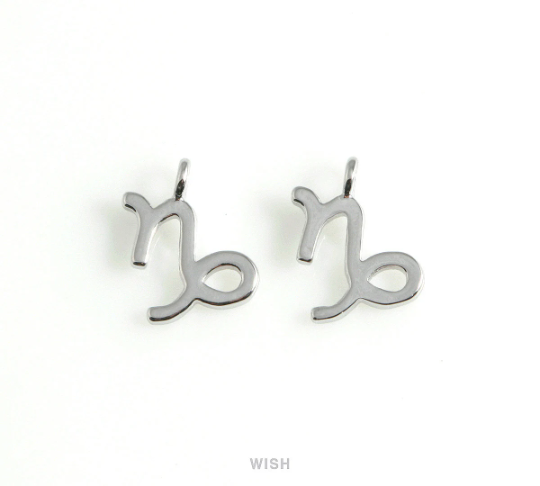 Capricorn Zodiac Sign Pendants in Rhodium, Zodiac Charm / MRH-453-CP