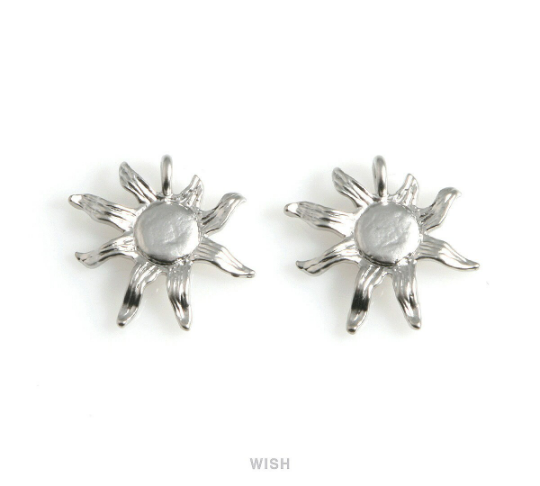 Sunflower Pendants in Matte Rhodium, Sunflower Charm / MMRH-580-P