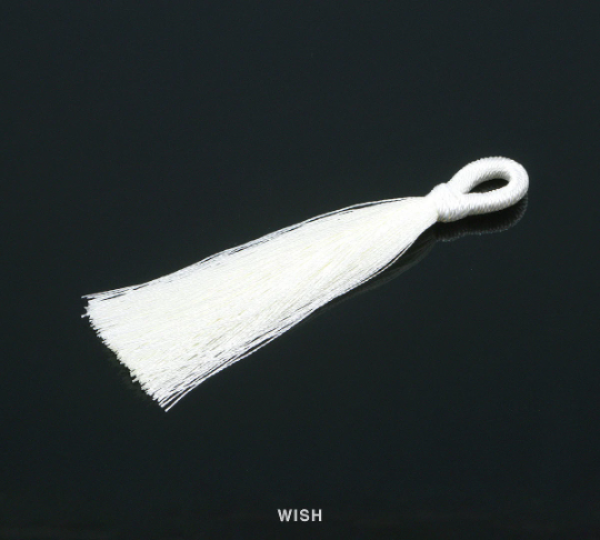White Cotton Thread Tassel, White Silk Tassel Earrings / TWTG-008-T