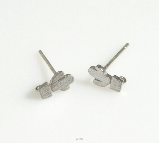 Cactus Stud Earrings in Matte Rhodium, Cactus Earrings /MMRH-621-E