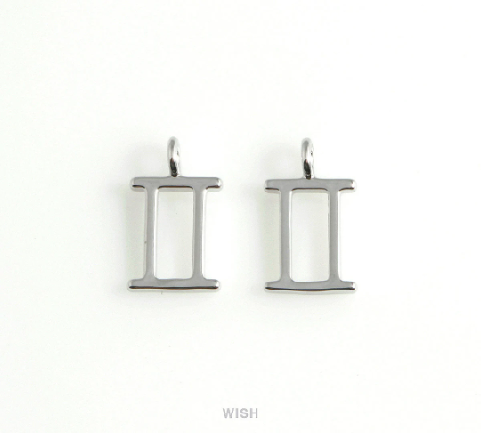 Gemini Zodiac Sign Pendants in Rhodium, Zodiac Charm / MRH-453-GE