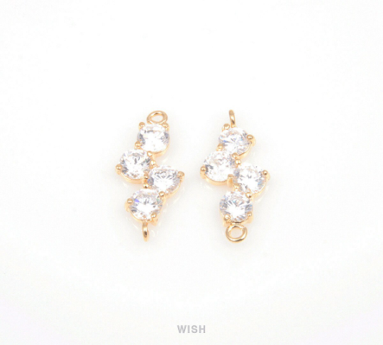 Grape Theme Cubic Zirconia Connectors in Gold, Cubic Zirconia Charms / CG-031-C