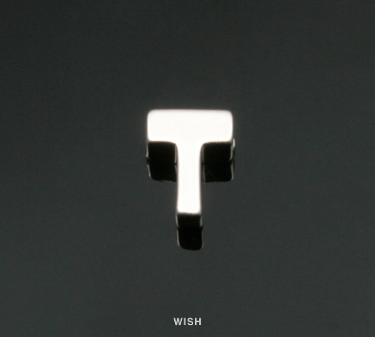 Upper Case Letter "T" in Matte Rhodium, Capital Letter "T" / MMRH-001-B (T)