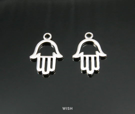 Hamsa Pendants in Rhodium, Hands Charms / MRH-012-P