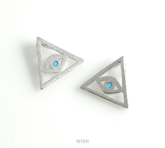 All Seeing Eye Pyramid Pendant in Matt Rhodium, Eye of Providence / MMRH-462-P