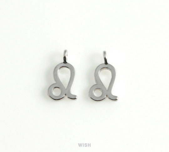 Leo Zodiac Sign Pendants in Rhodium, Zodiac Charm / MRH-453-LE