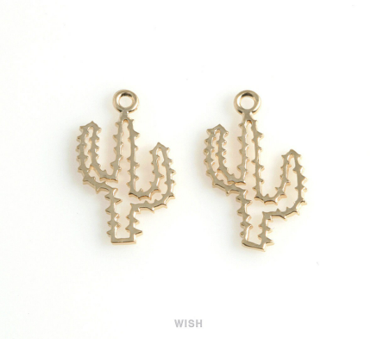 Cactus Pendant in Matte Gold, Cactus Charm /MMG-456-P