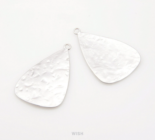 Hammered Triangle Pendants in Matte Rhodium, Triangle Charms / MMRH-166-P