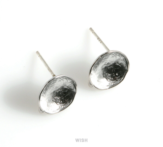 Concave Stud Earrings in Matt Rhodium, Concave Ear Studs / MMRH-486-E