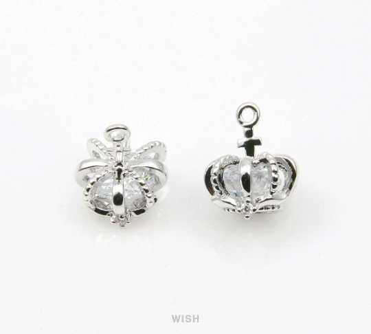 Large Cubic Zirconia in Rhodium Crown, Round Cubic Zirconia Crown / CRH-071-P