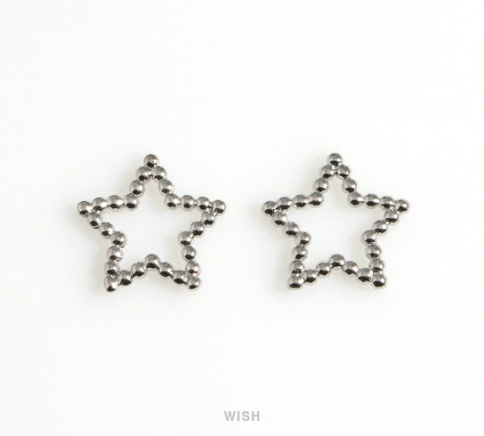 Open Star Pendants in Rhodium, Open Star Charms / MRH-600-P