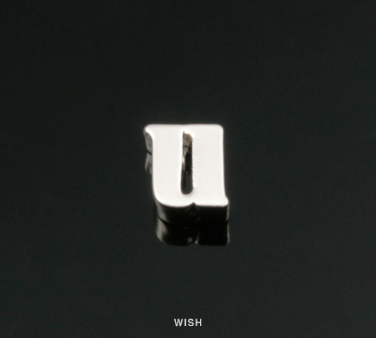 Lower Case Letter "u" in Matte Rhodium, Small Letter "u"/ MMRH-002-B (u)
