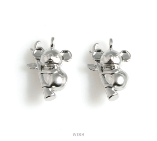 Koala Pendants in Matte Rhodium, Solid Koala Charm / MMRH-530-P