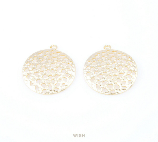 Mesh Round Pendants in Matte Gold, Round Charms / MMG-047-P
