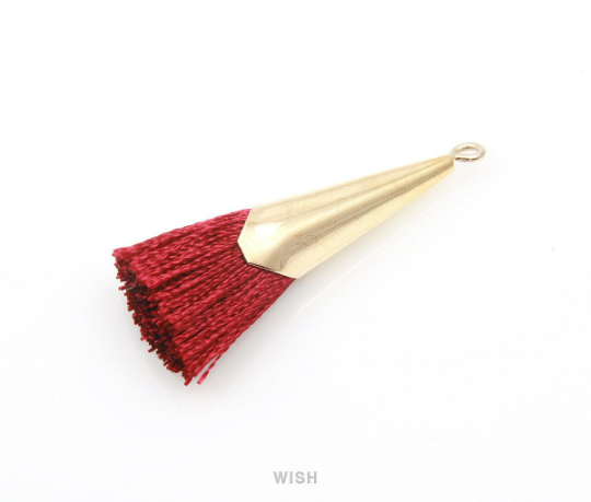 Red Thread Tassel with Cone Cap in Gold / TRDG-005-T