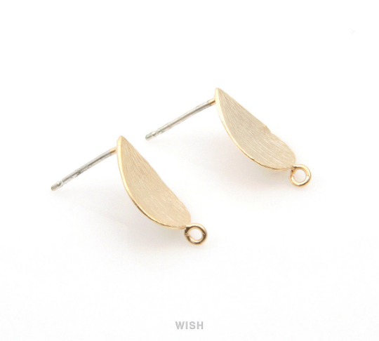 Flower Petal Stud Earrings in Matte Gold, Petal studs/ MMG-273-E