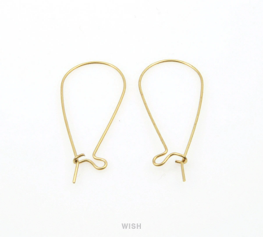 Medium Kidney Hook in Gold, Kidney Hook Earrings /FG-017-E (10pcs)