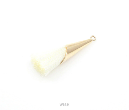 White Thread Tassel with Cone Cap in Gold / TWTG-005-T
