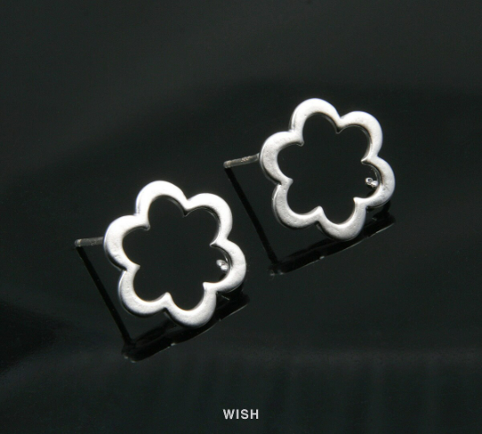 Sunflower Stud earrings in Matte Rhodium, Flower in Bloom Stud Earrings / MMRH-032-E