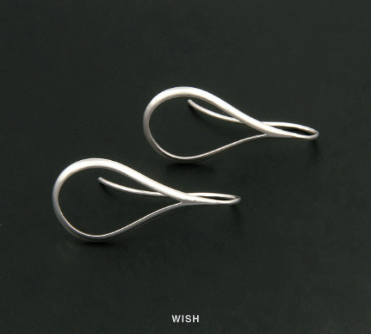 Teardrop Hook Earrings in Matte Rhodium, Teardrop Ear Hook / MMRH-107-E