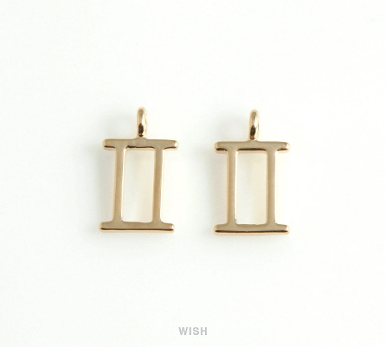 Gemini Zodiac Sign Pendants in Rose Gold, Zodiac Charm / MRG-453-GE