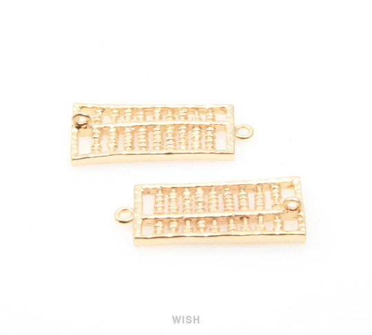 Abacus Connectors in Matte Gold, Abacus Charm / MMG-078-C