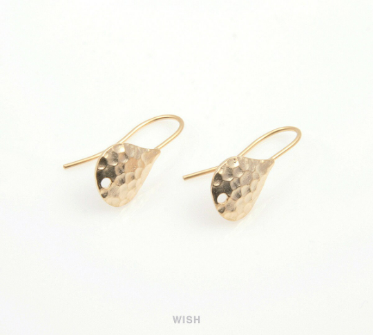 Hammered Teardrop Hook Earrings in Matte Gold, Hammered Teardrop Ear Hook /MMG-236-E