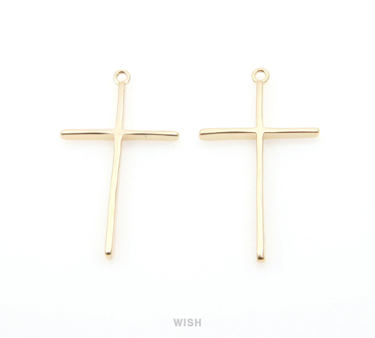 Cross Pendant in Matte Gold, Latin Cross Charm / Matte Gold / MMG-275-P