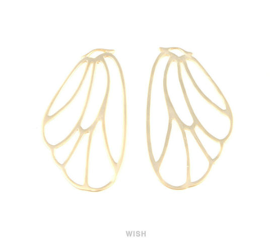 Fairy Wings Pendant in Matte Gold, Fairy Wings Charm / MMG-203-P