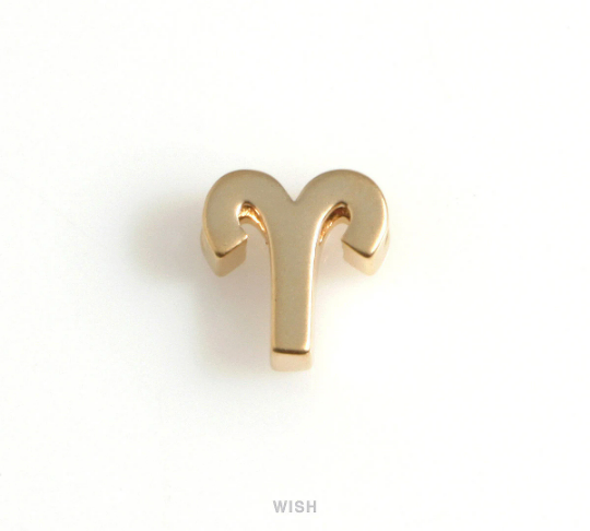 Aries Zodiac Sign Charms in Matte Gold, Zodiac Beads /MMG-599-B