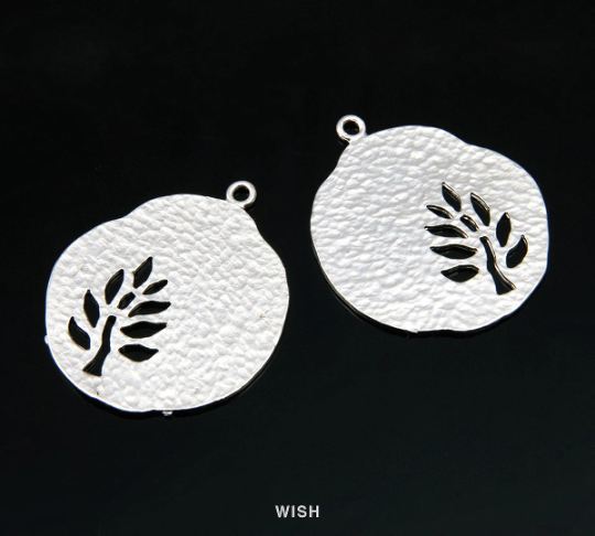 Oak Tree in Pear Pendants in Matte Gold, Oak in Pear Charms / MMG-136-P (Large)