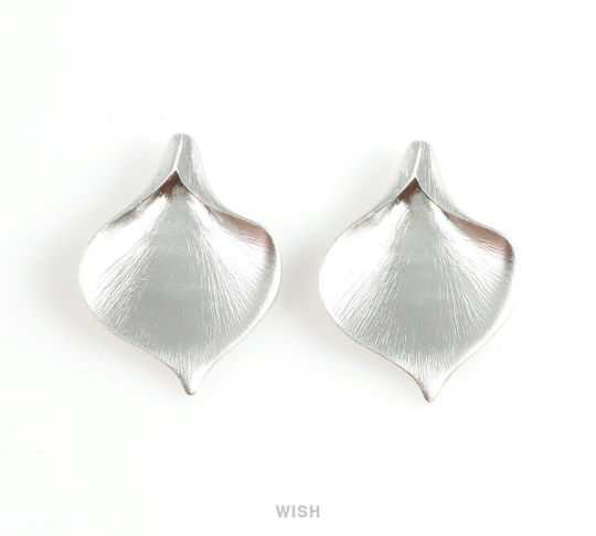 Calla Petal Pendants in Matte Rhodium, Textured Calla Petal Charm / MMRH-073-P (Large)