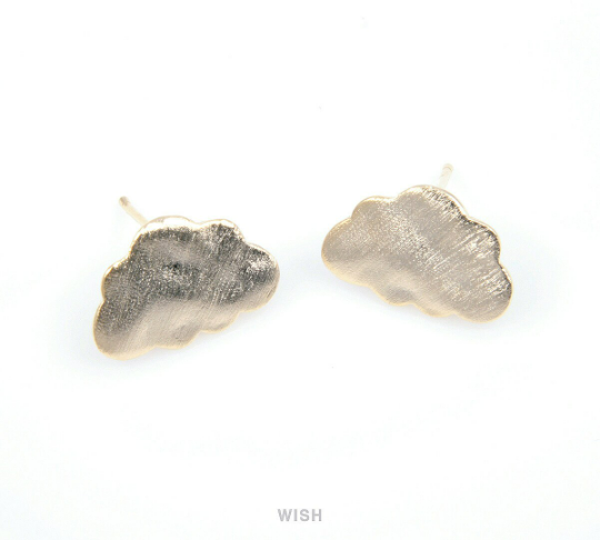 Cloud Stud Earrings in Brush Gold, Cloud Stud Ear Post /MBG-092-E