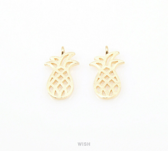 Pineapple Pendants in Matte Gold, Pineapple Charm / MMG-018-P (Vertical Loops)
