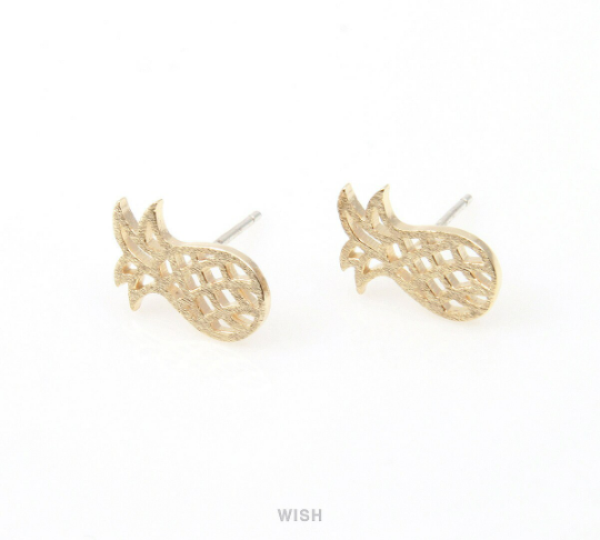 Pineapple Earpost in Matte Gold, Pineapple Earrings / MMG-019-E
