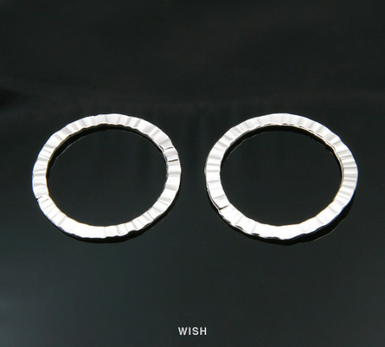 4pcs Medium Hammered Circle in Matte Rhodium, Hammered Circle Charm /MMRH-338-P