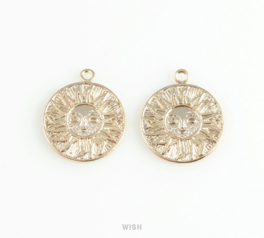 Sun Disc Pendants in Matte Gold, Sun Charm/ MMG-403-P