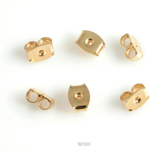 Ear Nut in Gold, Gold Ear Back Findings / FG-020-N (50 pairs)